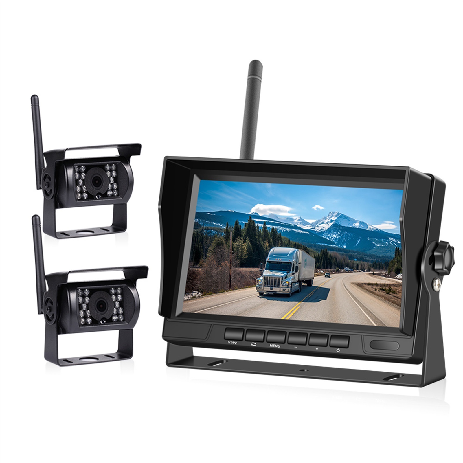 7 Inch Car Monitor Truck Backup Rear View Display and wireless Reverse Backup Camera for Car RV Bus TV Display Screen ,Easy to Install
